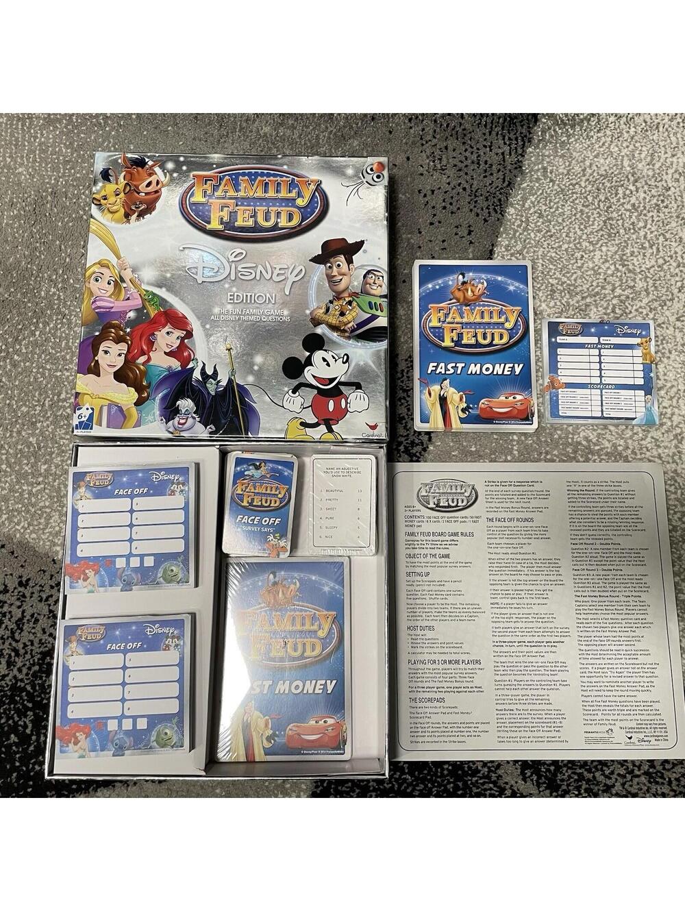 Family Feud Disney Edition Board Game 2016 Trivia Card Game Complete Pixar
